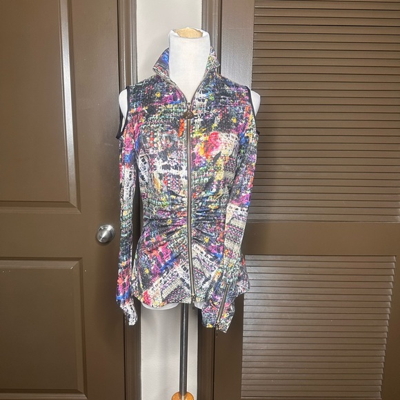 Joseph Ribkoff | Cold Shoulder Patterned Jacket - Picture 2 of 6